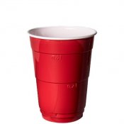 Ölglas i röd plast 40 cl 10-pack