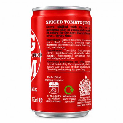 Bloody Mary Mix 15 cl Big Tom baksidan av burken