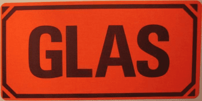 Fraktetikett med texten GLAS 10-pack
