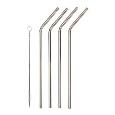 Irish coffee set Iona 8 delar, 4 glas 4 sugrör rostfritt