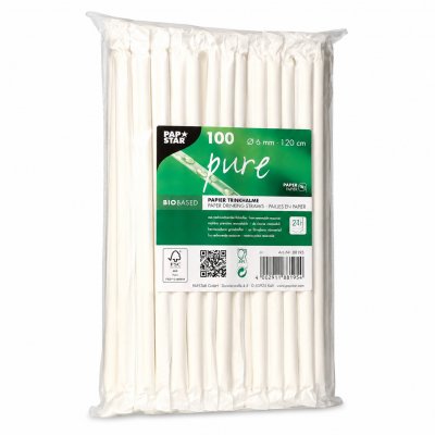 Papperssugrör vita hygienförpackade 20 cm 100 st