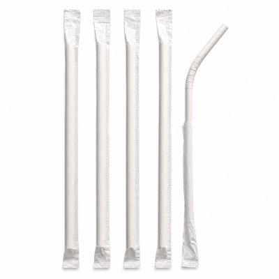 Papperssugrör vita hygienförpackade 20 cm 100 st